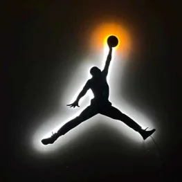 Michael Jordan Ledli Metal duvar Dekoru Beyaz-Turuncu