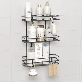 zabata Ömür Boyu Paslanmaz Yapışkanlı 3 Katlı Banyo Rafı Duvar Düzenleyici Organizer