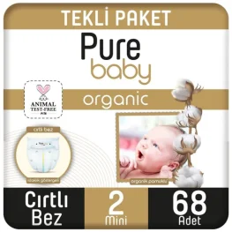 Pure Baby Organik Pamuklu Cırtlı Bez Tekli Paket 2