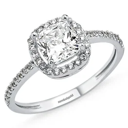 E Işıklı Kutuda 1 Carat Kadın Yüzük  Beyaz